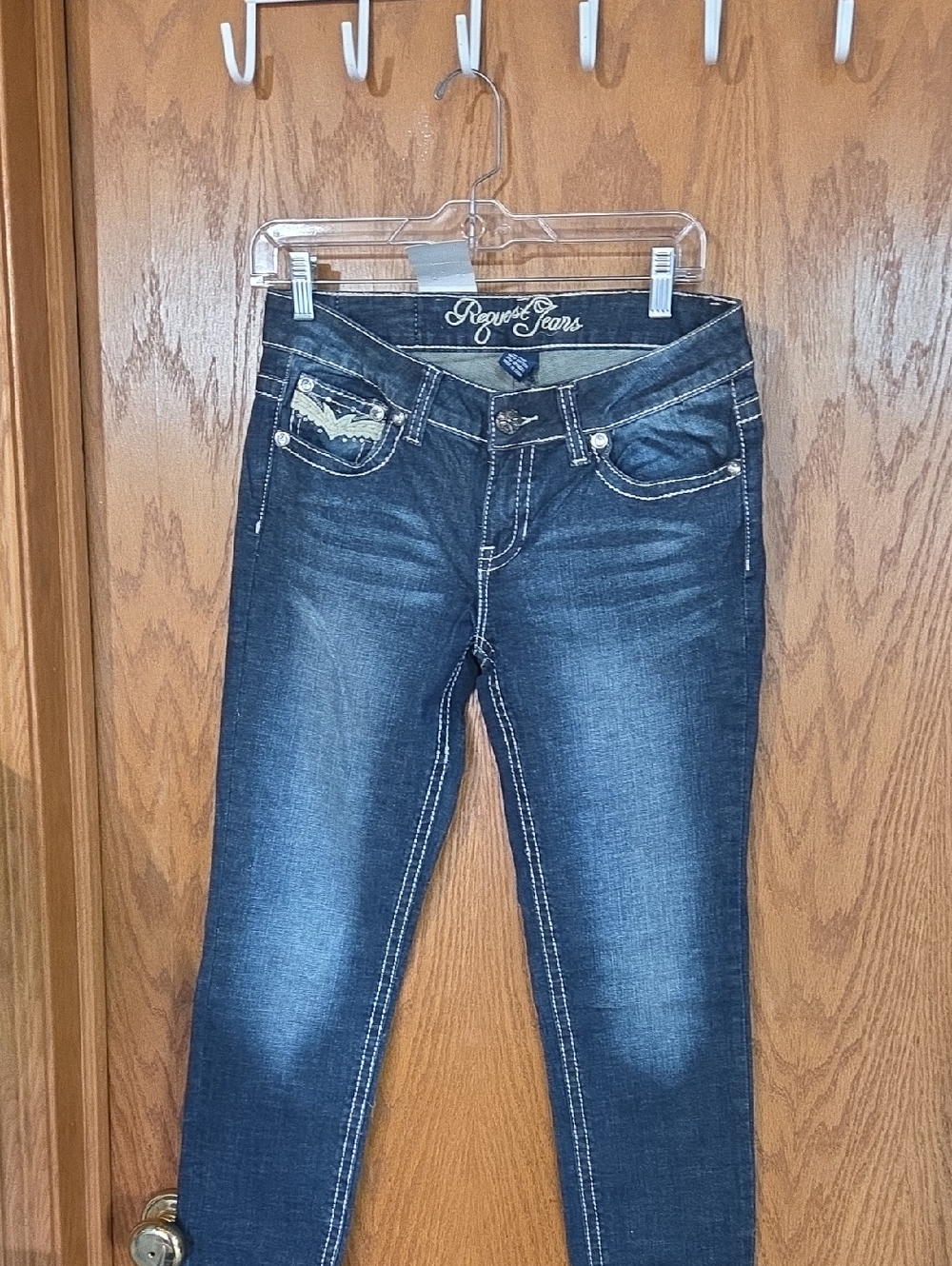 #13 Womenโs Dark Indigo Skinny Jeans Request Jeans 11/30